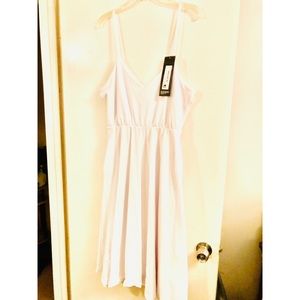 White skater dress never worn. Great for winter with jean jacket